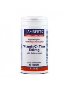 Vitamina C - Time 1000 mg  LAMBERTS, con Bioflavonoides 60 comp - Liberación sostenida