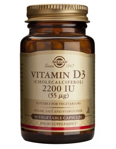Vitamina D3 (Colecalciferol) 2200 UI (55μg). 50 Cáp.